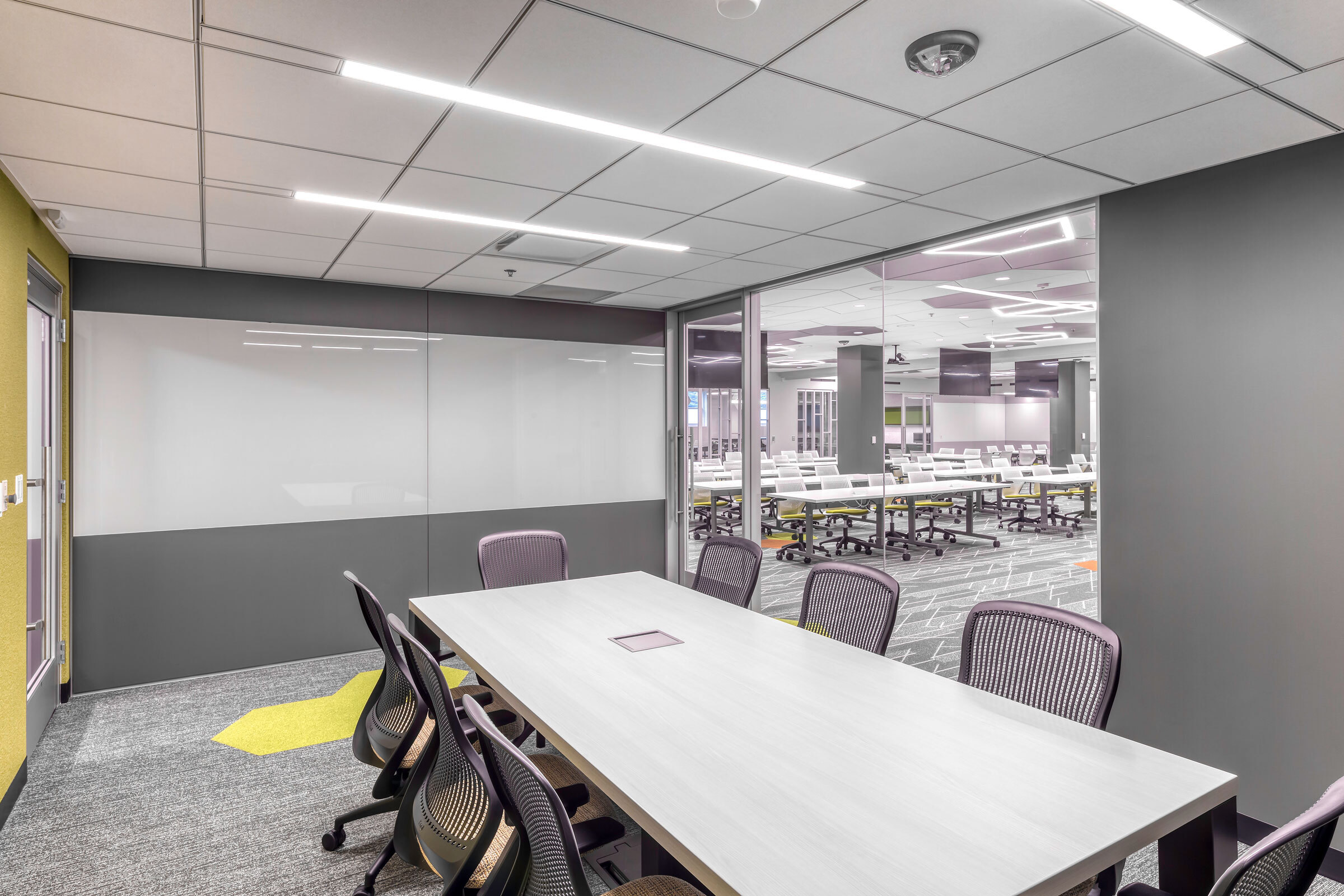 Click photo recessed white Training Center Illinois 14 The Interior Design Group Larson Engineering